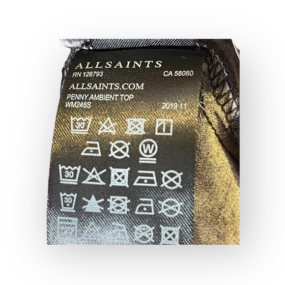 new Allsaints ✽ Penny Ambient Chiffon Surplice Top ✽ Pale Grey Leopard Print ✽ S - Picture 11 of 16